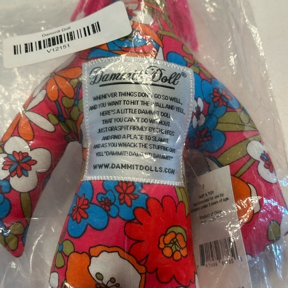 Dammit Doll Plush Stress Relief Gag Toy Voodoo Doll Pink Floral with Tag 12 inch - Picture 4 of 4